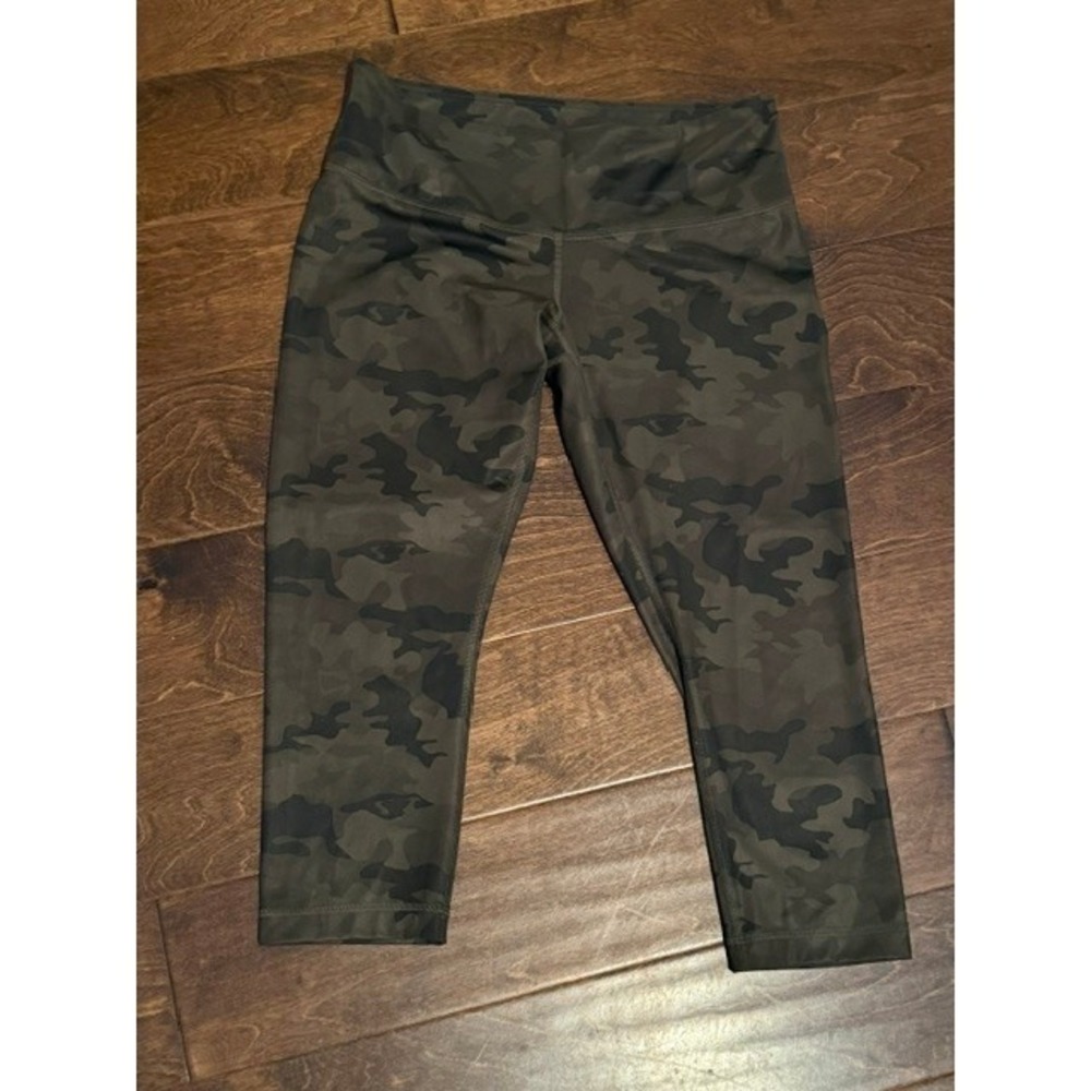 Lululemon Wunder Under Crop High Rise Leggings Camo Dark Olive Multi Size 8